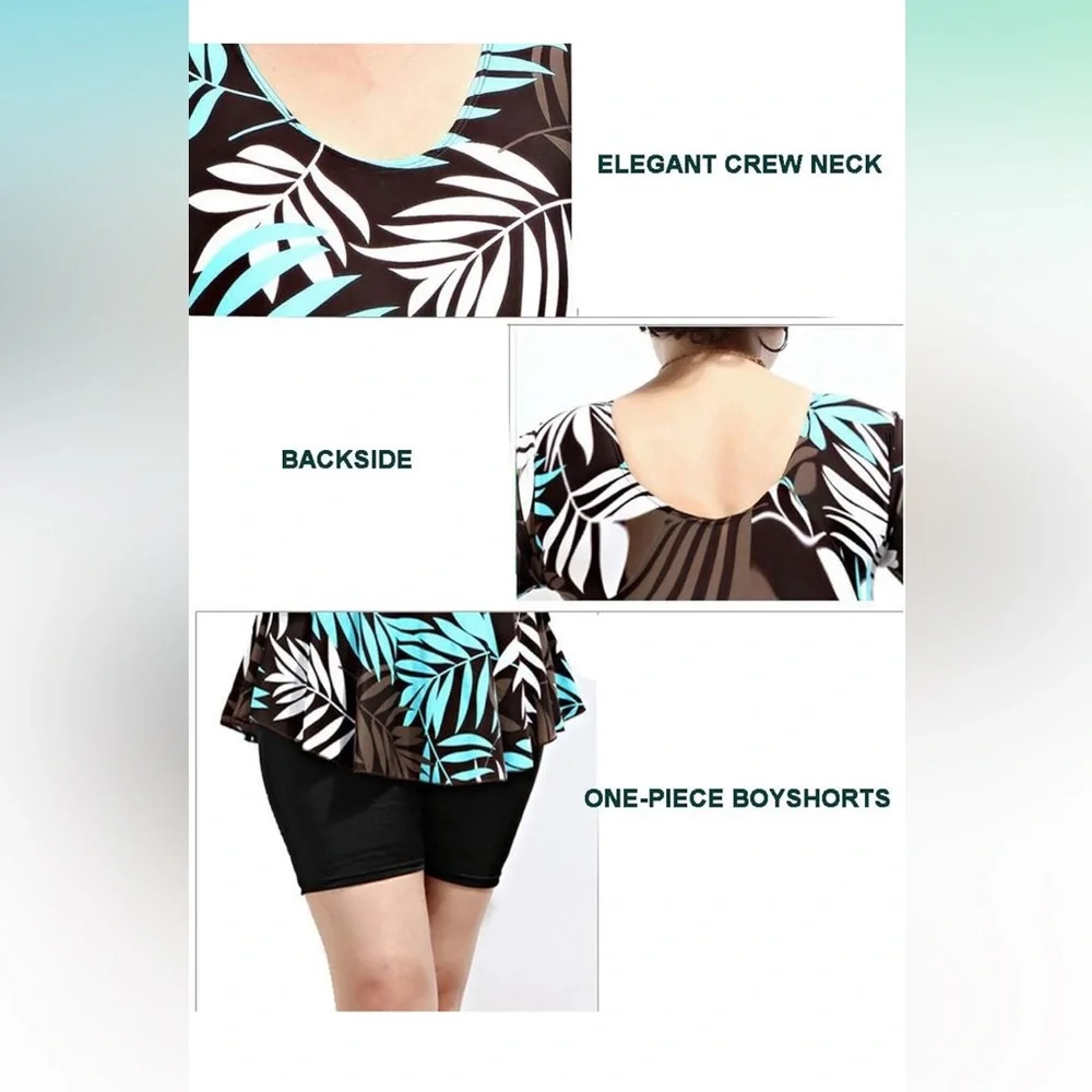 Knaspor One Piece Swim Dress Modest Swimsuit Size 14-16 - Picture 4 of 12